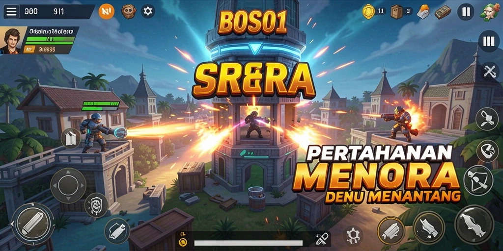 Gameplay menarik BOS01 dengan menara pertahanan yang strategis.