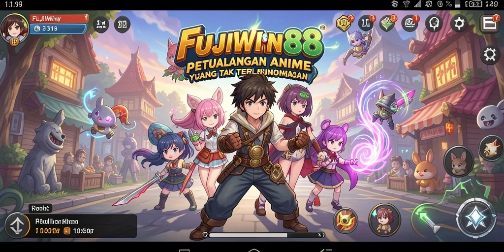 Tangkapan layar menunjukkan pertempuran seru dalam FUJIWIN88 dengan karakter anime.
