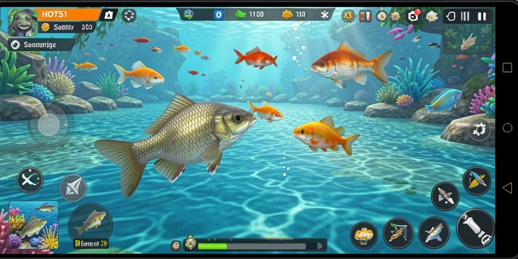 Tampilan gameplay HOT51 yang seru dan menantang dalam memancing.