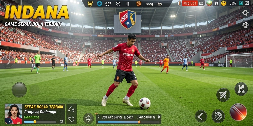 Tangkapan layar utama INDAAA menunjukkan aksi seru dalam sepak bola.