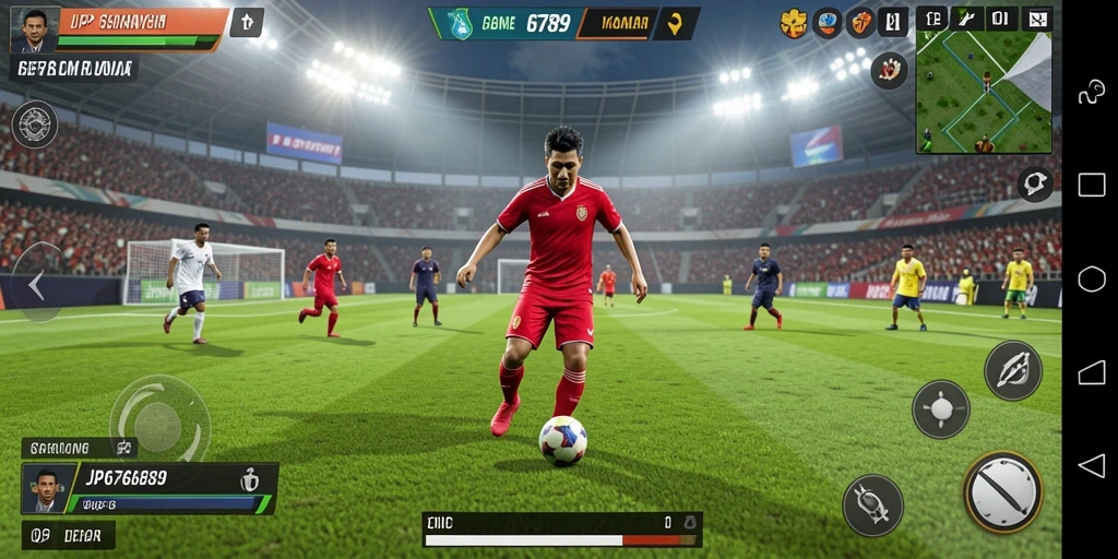 Tampilan gameplay seru dalam JP6789 yang penuh aksi sepak bola.