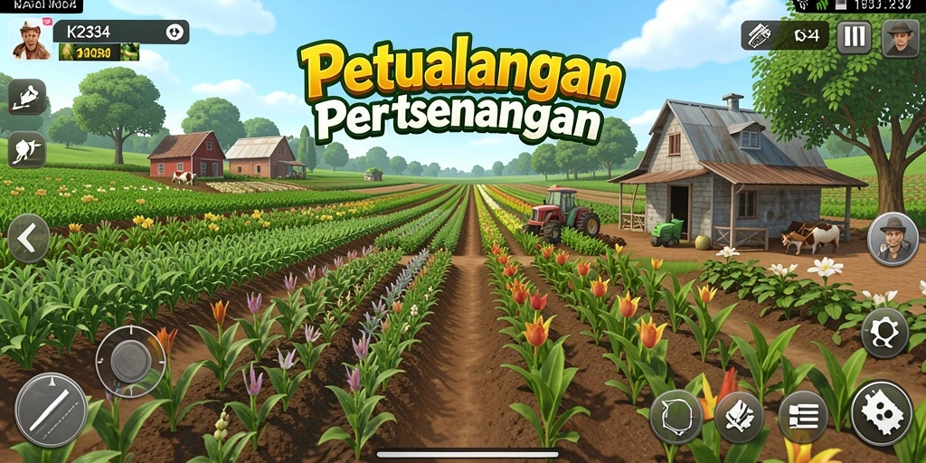 Screenshot gameplay K234 menampilkan pengalaman bertani yang seru dan interaktif.