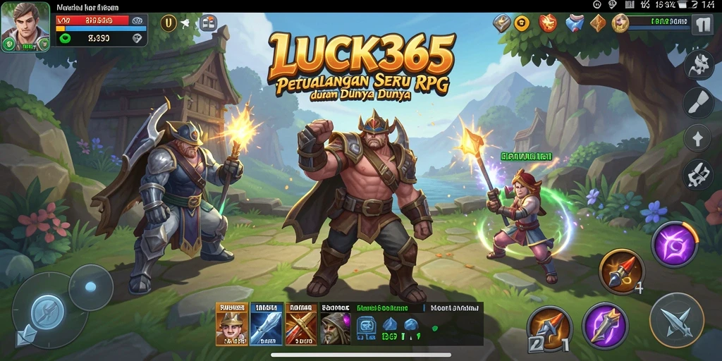 Gameplay RPG LUCK365 dengan misi dan karakter yang menarik.