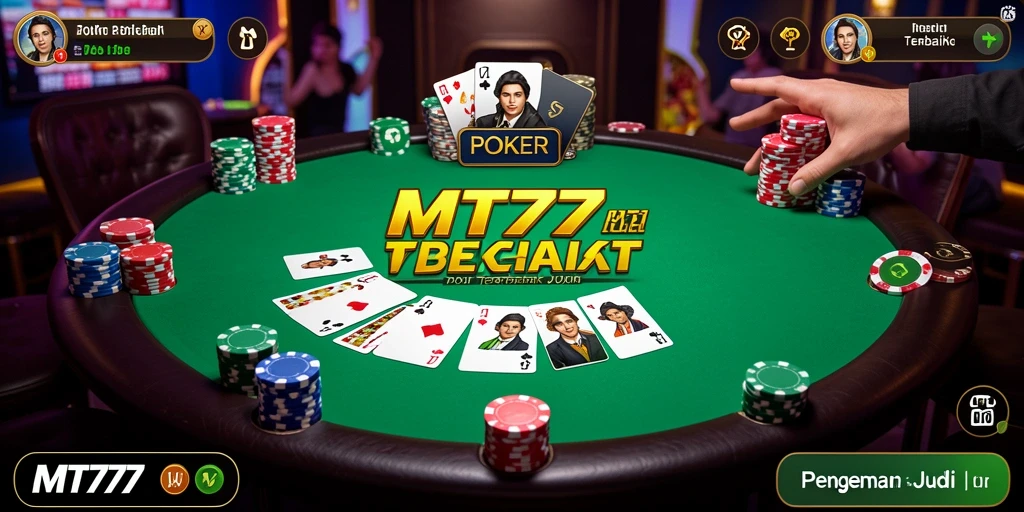 Screenshot gameplay MT777 yang menunjukkan suasana permainan poker yang menegangkan.