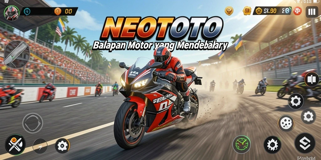 Tampilan gameplay balapan motor yang seru dan menantang.