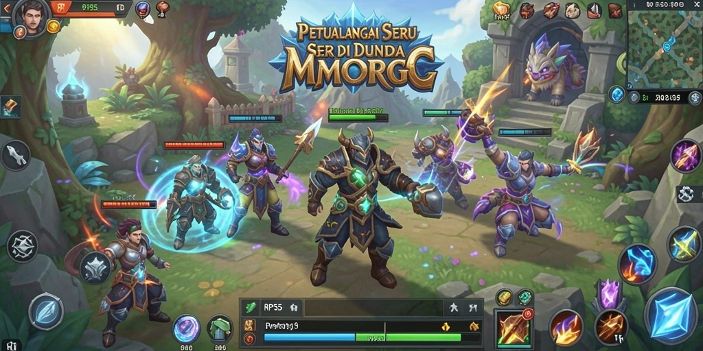 Screenshot utama RP55 menampilkan gameplay seru MMORPG.