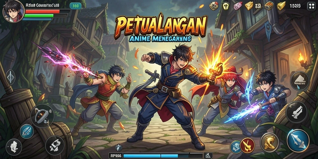 Tampilan gameplay seru dengan karakter anime ikonik.
