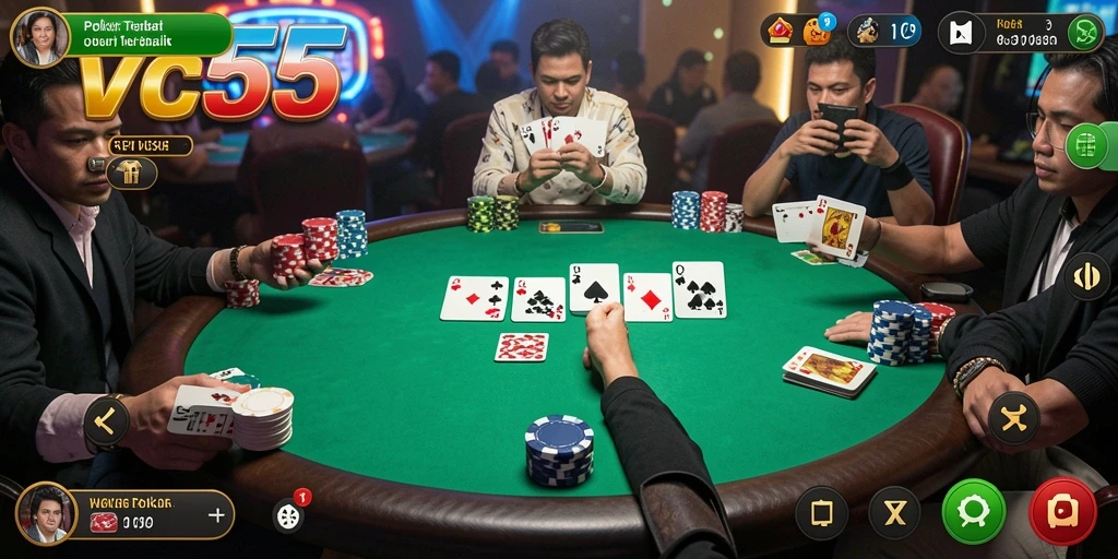Tampilan gameplay Poker yang mendebarkan di VC55.